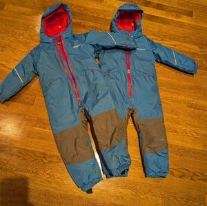 Patagonia Blue Snowsuits with Red and Brown Details. Price Is For One.